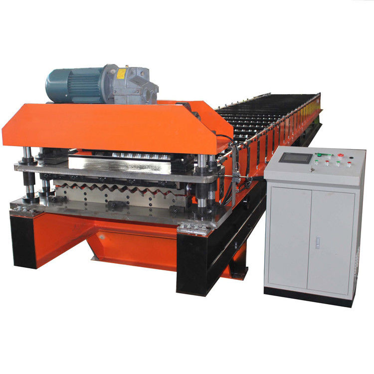Corrugated Type Roof Sheeting Roll Forming Machine Electric Cutting 15-30m/Min