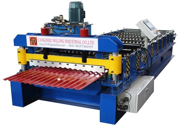 0.3-0.6mm Roof Roll Forming Machine PI/GGPI 9 Rows Corrugated Sheet Making Machine